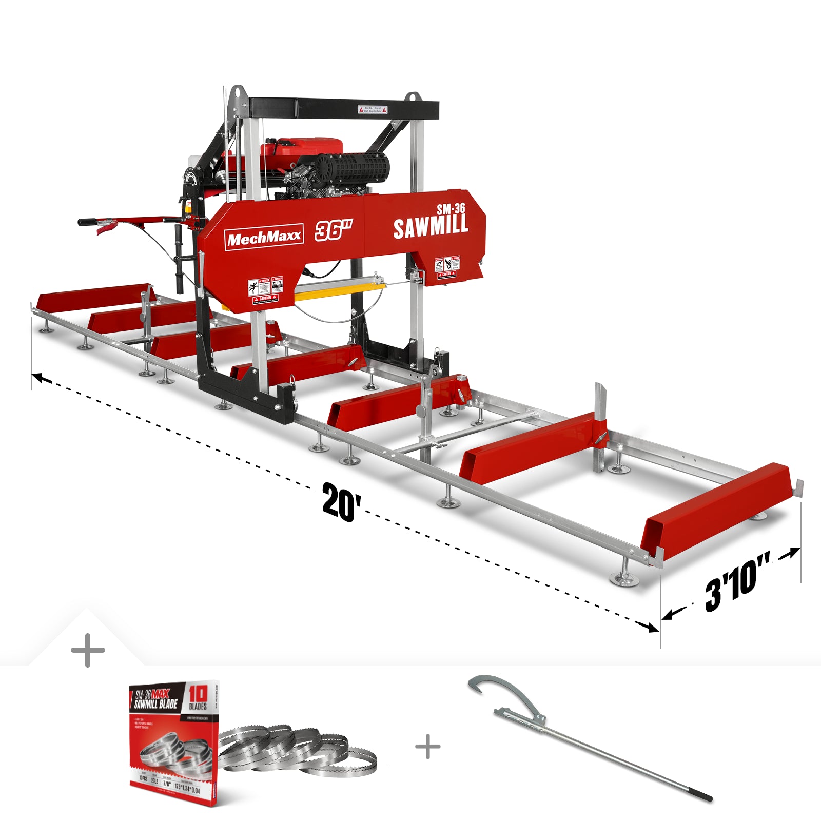 36" MAX Portable Sawmill, 25HP 750cc ZONSEN V-Twin Engine, 36" Board Width, 20' Track Length, (10 x Blades Included), SM36MAX 36" MAX Portable Sawmill, 25HP 750cc ZONSEN V-Twin Engine, 36" Board Width, 20' Track Length, (10 x Blades Included), SM36MAX - Image 1